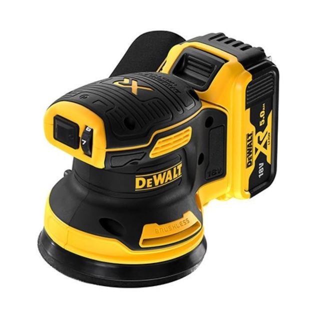 Akkuepäkeskohiomakone DeWalt XR DCW210P2-QW Ø125 mm 18V 2x5,0 Ah akuilla