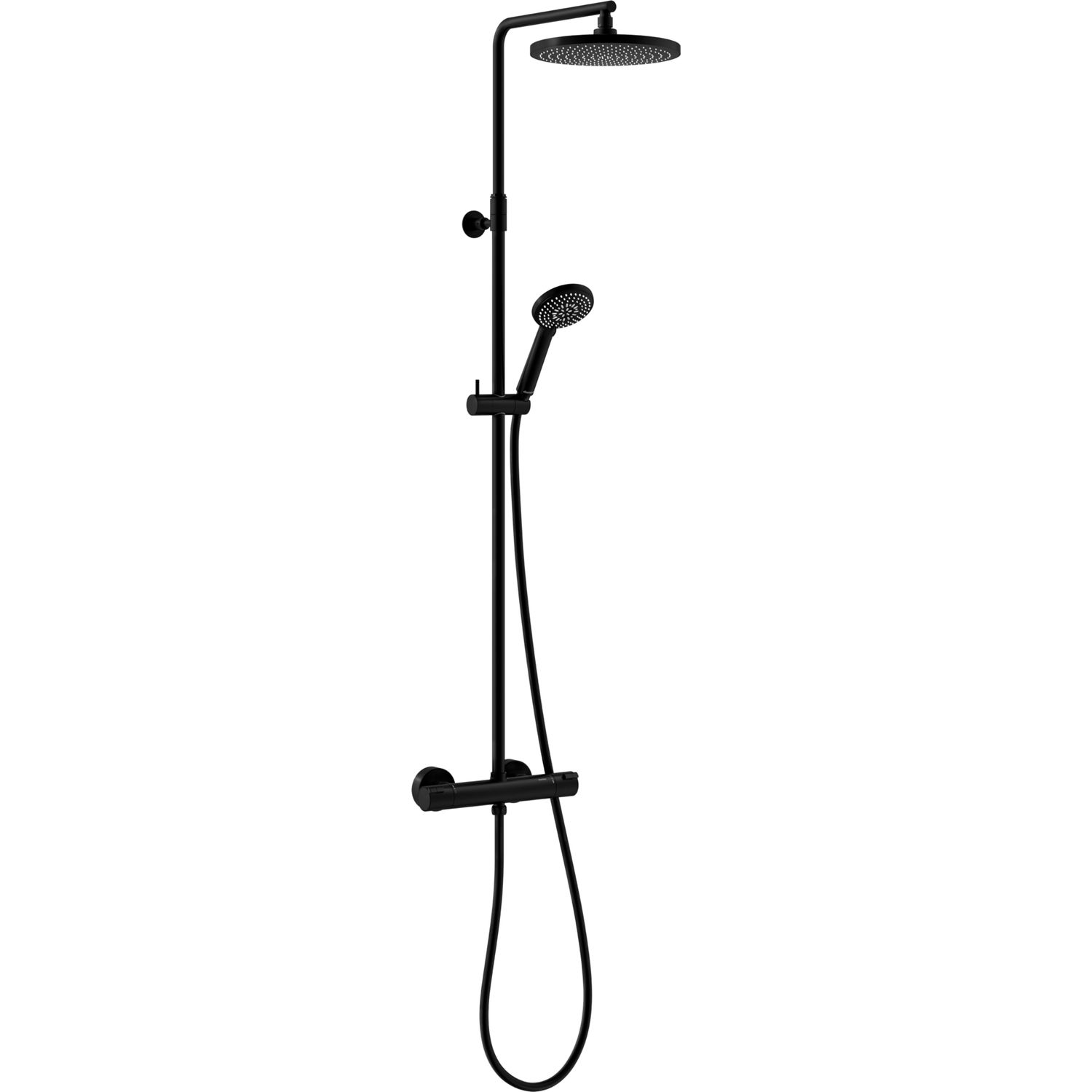 Sadesuihkusetti Damixa Core, termostaattihanalla, suihkupää ⌀230mm, matta musta