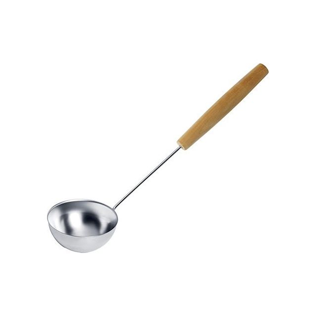 Saunakauha Demerx puukahvalla ruostumaton teräs 44cm 0.3l puunvärinen