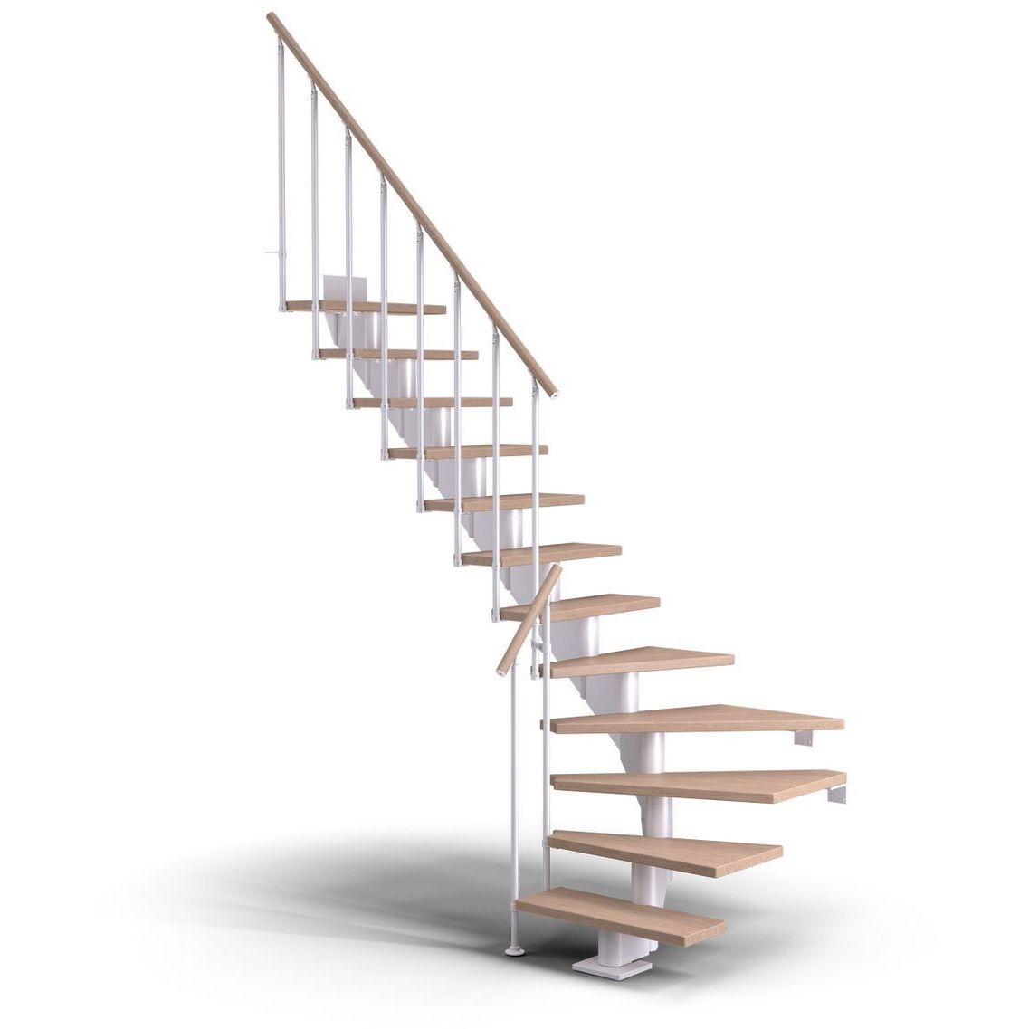 Portaat Dolle Hamburg, Classic II -kaide, L-malli, valkoöljytty tammi, 13 askelmaa, 850mm, valkoinen