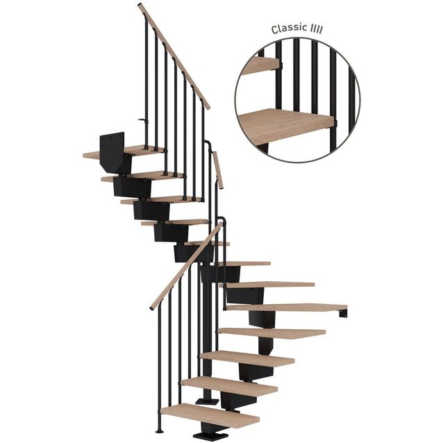 Portaat Dolle Dubai, U-malli, Classic IV -kaide, valkoöljytty tammi, eri värejä ja kokoja