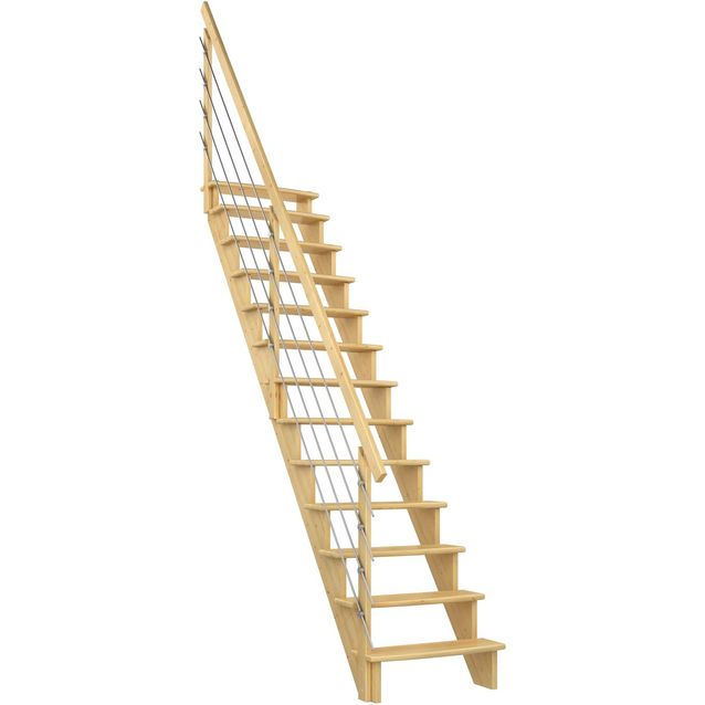 Portaat Dolle Lyon, suora, kaide vasemmalla, lakattu mänty, eri kokoja