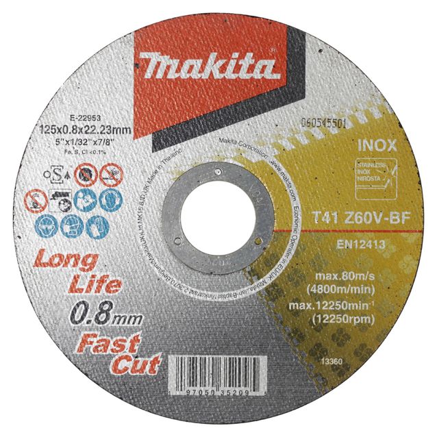 Katkaisulaikka Makita E-22953-12, 125 x 0,8 mm, metallille