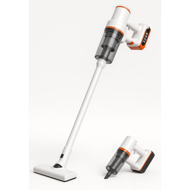 Varsi-imuri Emax ladattava USB-C 2in1 180W pölypussiton, imuteho 15kPa, 3.0Ah valkoinen