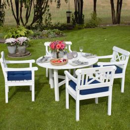 Ruokapöytä Eden Wood Holmsund, Ø120cm, 4 henkilölle, valkoinen