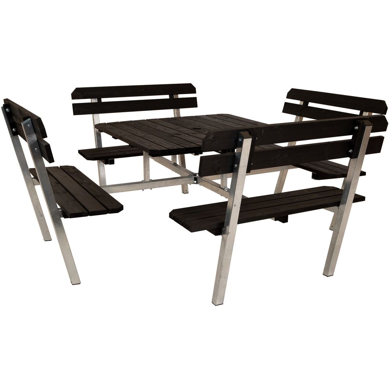 Piknik-pöytäryhmä Eden Wood Quattro, 8 henkilölle, musta/teräs
