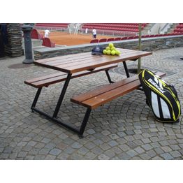 Piknik-pöytäryhmä Eden Wood Stockholm, musta jalusta, 6 henkilölle