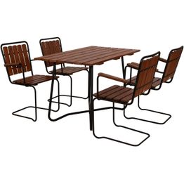 Ruokailuryhmä Eden Wood Wilma, 120x70cm, 4 nojatuolia, ruskea