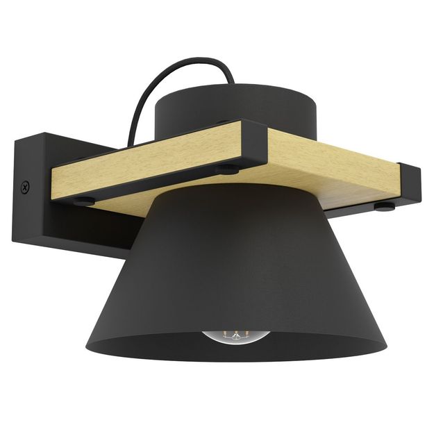 Seinävalaisin Eglo Maccles, E27, 15W, IP20, musta/puu