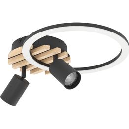 Kattospottivalaisin Eglo Cembrano 8W LED 3000K 880lm 2xGU10 maks. 7.5W/kpl IP20 musta/puu
