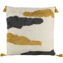 Koristetyyny tupsuilla Eglo Living Chevery, 45x45cm, vaalea/keltainen