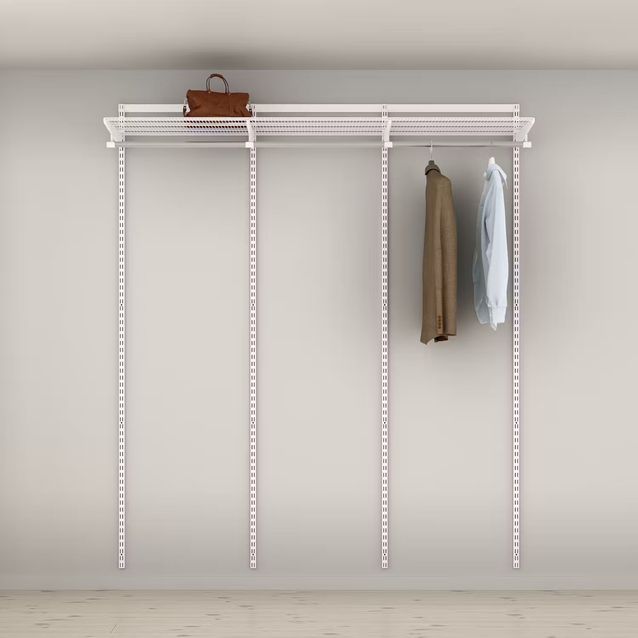 Vaatesäilytysratkaisu Elfa Classic 6, vaatetanko ja lankahyllyt, leveys 1862mm, valkoinen