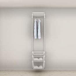 Vaatesäilytysratkaisun lisäpaketti Elfa Classic 12, vaatetanko, lankahylly ja lankakorit, leveys 488mm, valkoinen