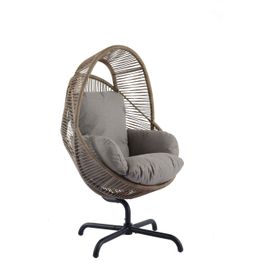 Lepotuoli Eureka Rusko, pyörivä, polyrottinki, ruskea/beige