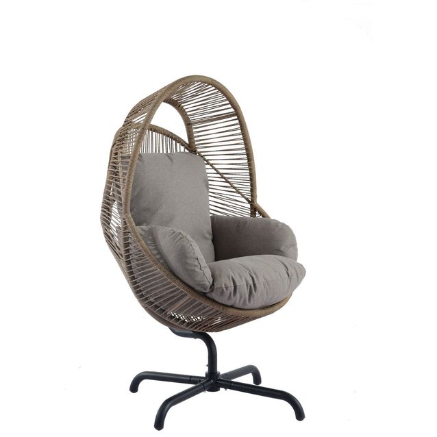 Lepotuoli Eureka Rusko, pyörivä, polyrottinki, ruskea/beige