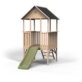 Puinen leikkimökki liukumäellä Exit Panorama 300, 120x226x203cm