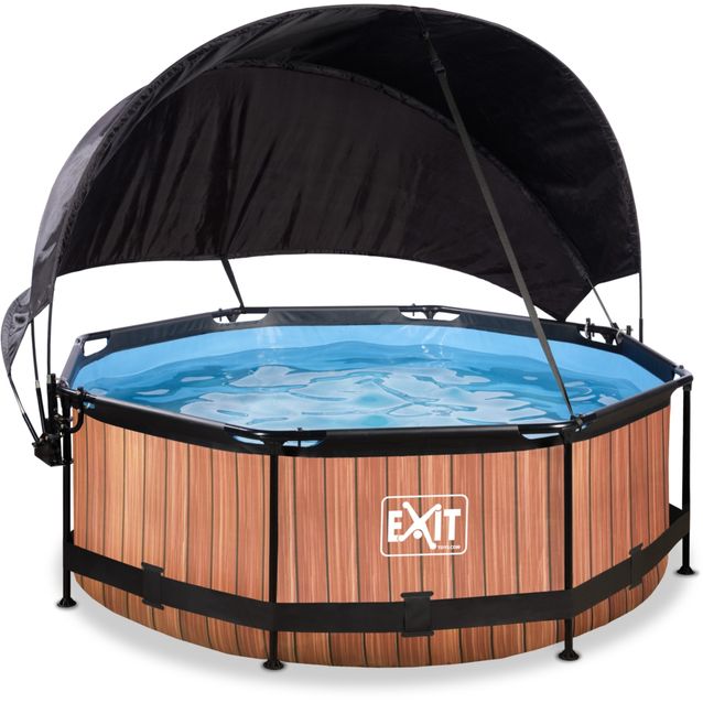Uima-allassetti Exit Timber 12V pyöreä puukuvio sis. katos eri kokoja