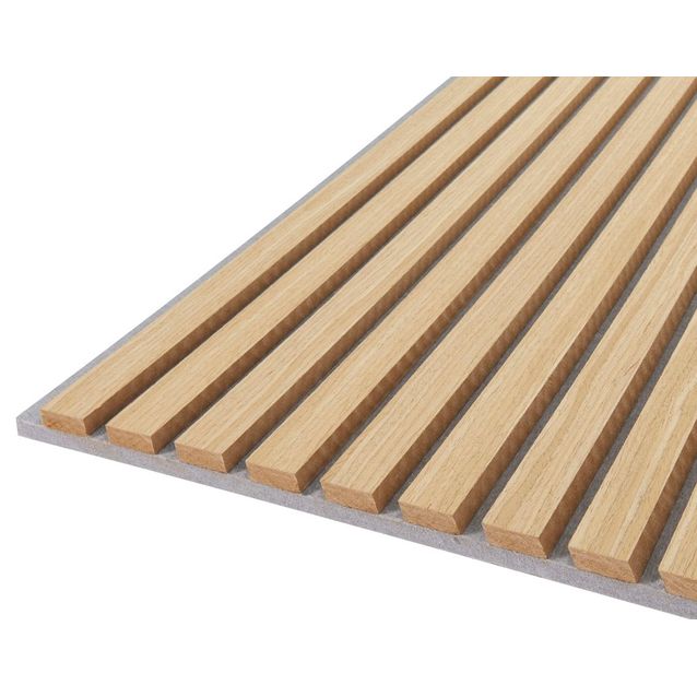 Akustiikkapaneeli Fibrotech Quanti, 18x520x2440mm, valkotammi, harmaa pohja