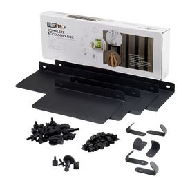 Hylly- ja koukkusetti Fibrotech akustiikkarimapaneeleille, teräs, musta