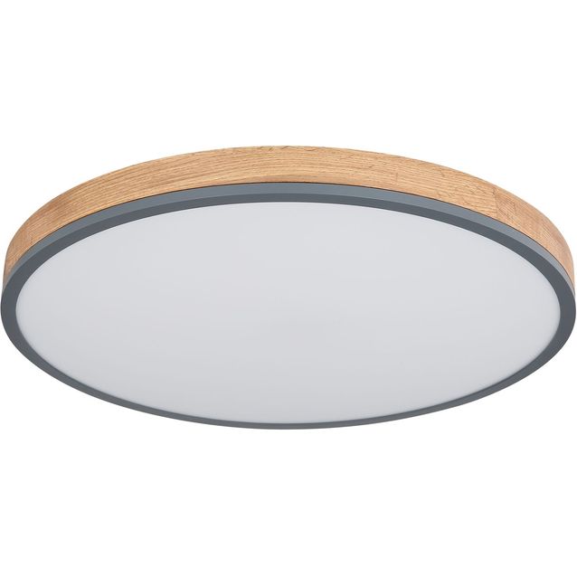 LED-kattovalaisin Globo Doro, 2700-6500K, himmennettävä, harmaa/puu, eri kokoja