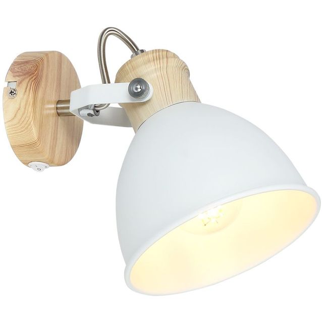 Seinävalaisin Globo Wiho, E27, valkoinen/puu