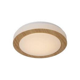 LED-plafondi Lucide Dimy Ø28,6cm 12W himmennettävä vaalea puu