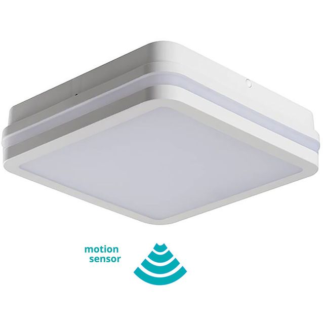 LED-kattovalaisin Kanlux Beno, liiketunnistimella, IP54, 26x26cm, eri värejä