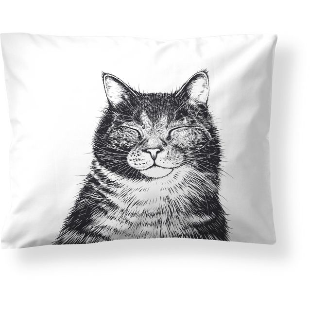 Tyynyliina Finlayson Kissa, 50x60cm, mustavalkoinen