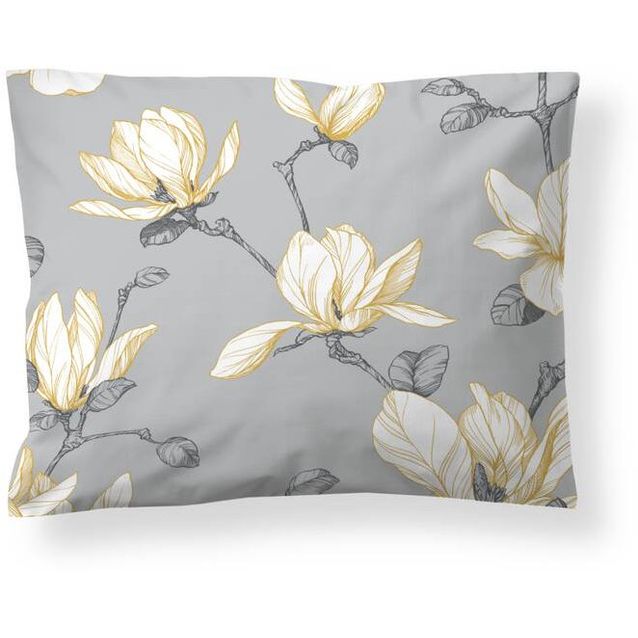 Satiinityynyliina Finlayson Magnolia 50x60cm GOTS vaaleanharmaa/keltainen
