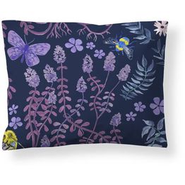 Satiinityynyliina Finlayson Puutarhajuhla 50x60cm GOTS tummansininen/lila