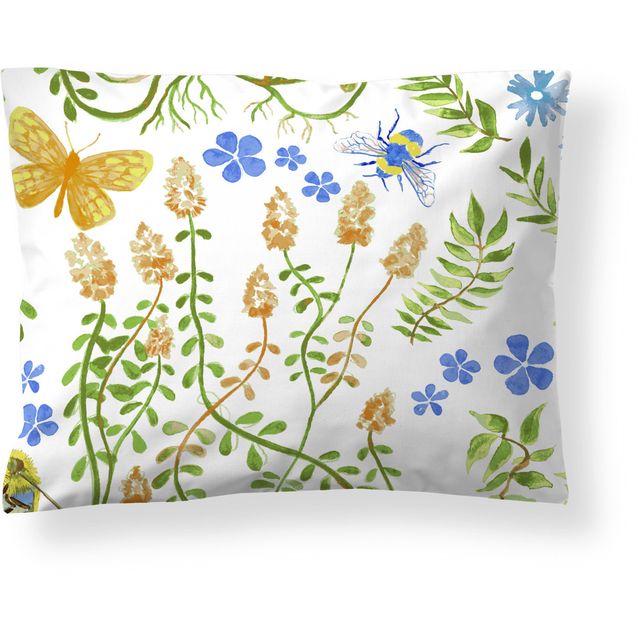 Satiinityynyliina Finlayson Puutarhajuhla, 50x60cm, vihreä/sininen/valkoinen