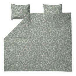 Parivuoteen satiinipussilakanasetti Finlayson Katveessa, salvia/beige