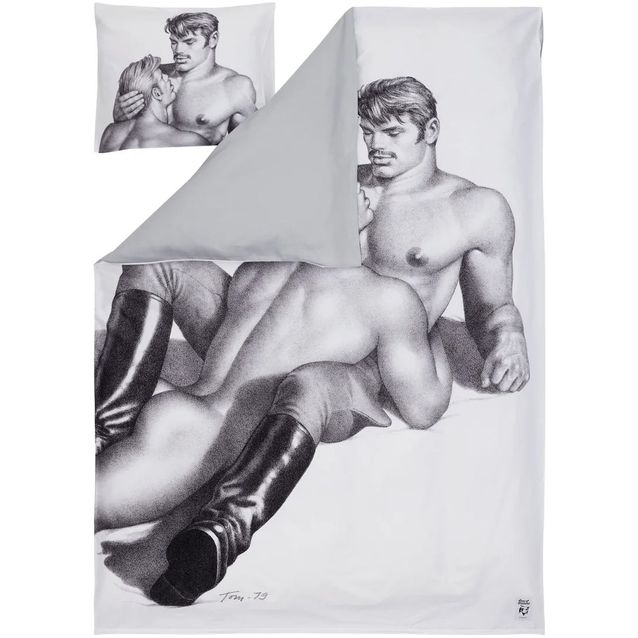 Satiinipussilakanasetti Finlayson Tom of Finland Together, musta/valkoinen