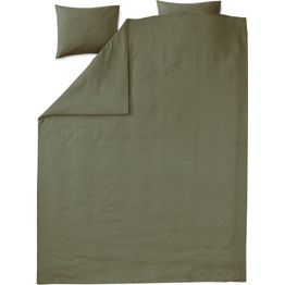 Parivuoteen pellavapussilakanasetti Finlayson Lino 240x210cm + 50x60cm jäkälänvihreä 