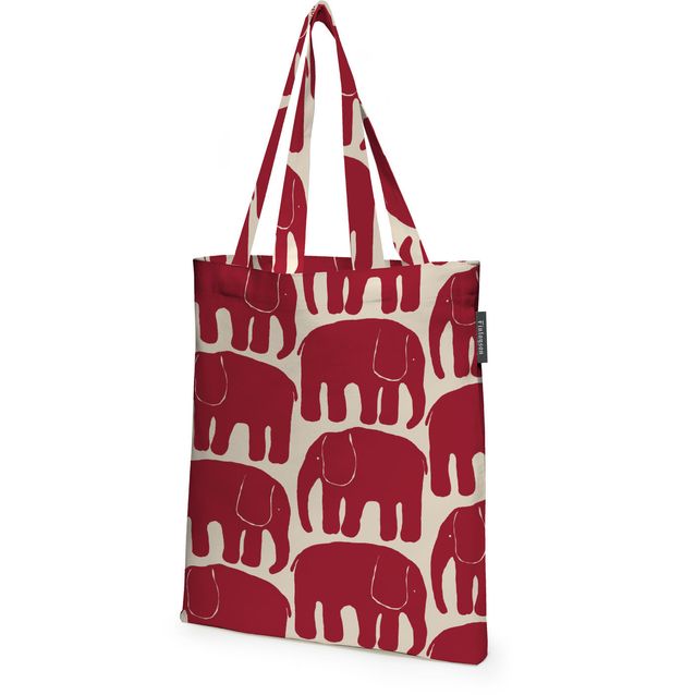 Kangaskassi Finlayson Elefantti, 36x42cm, punainen/beige