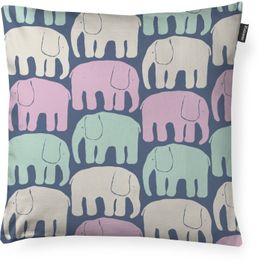 Koristetyynynpäällinen Finlayson Elefantti Multi, 48x48cm, siniharmaa/pastelli
