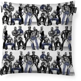 Koristetyynynpäällinen Finlayson Tom Of Finland Blue Squad, 48x48cm, musta/sininen