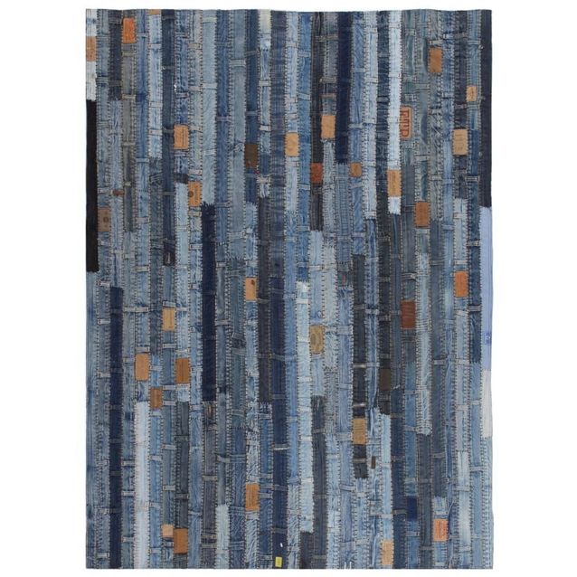 Tilkkumatto farkkujen vyötärönauhoista 80x150cm denim sininen