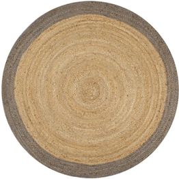 Juuttimatto Ø120cm käsinkudottu harmaalla reunalla