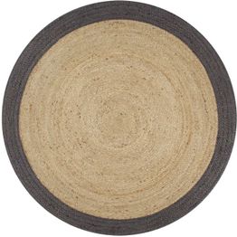 Juuttimatto Ø150cm käsinkudottu tummanharmaalla reunalla