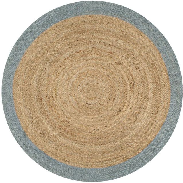 Juuttimatto Ø150cm käsinkudottu oliivinvihreällä reunalla