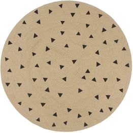 Juuttimatto Ø150cm käsinkudottu kolmiokuviolla