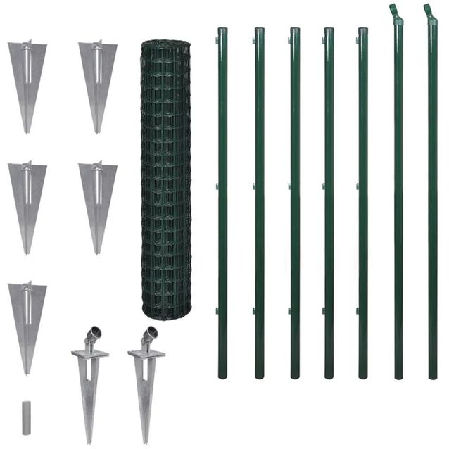 Verkkoaita, tolppa+maapiikki, teräs, 10x1.5m, vihreä