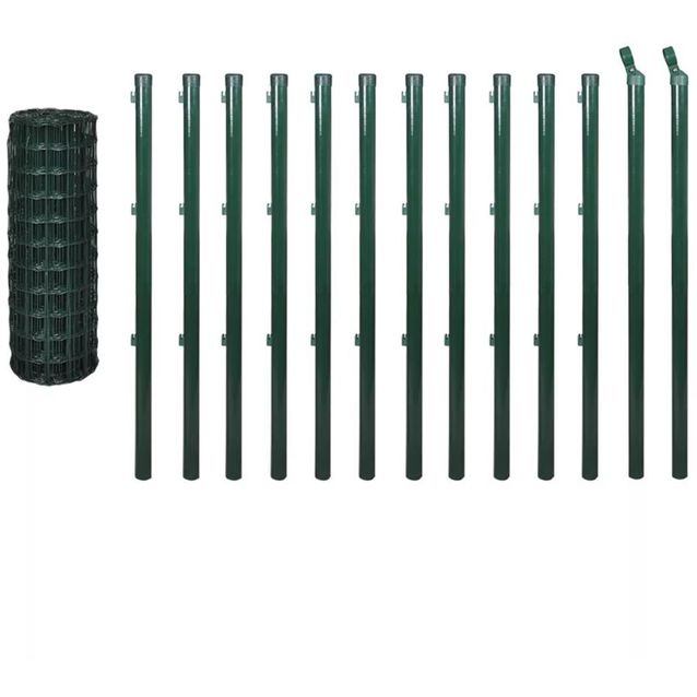 Verkkoaita tolpilla, teräs, 25x1.0m, vihreä