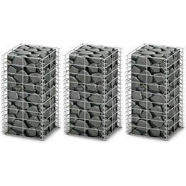 Gabion-/kivikorisarja 3kpl galvanoitu vaijeri 25x25x50cm