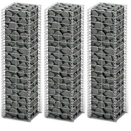 Gabion-/kivikorisarja 3kpl galvanoitu vaijeri 25x25x100cm