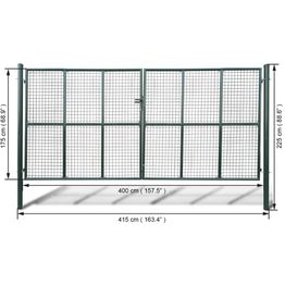 Puutarhan verkko-aidan portti 415x225cm/400x175cm