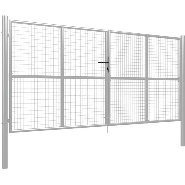 Puutarhaportti, galvanoitu teräs, 415x200cm, hopea