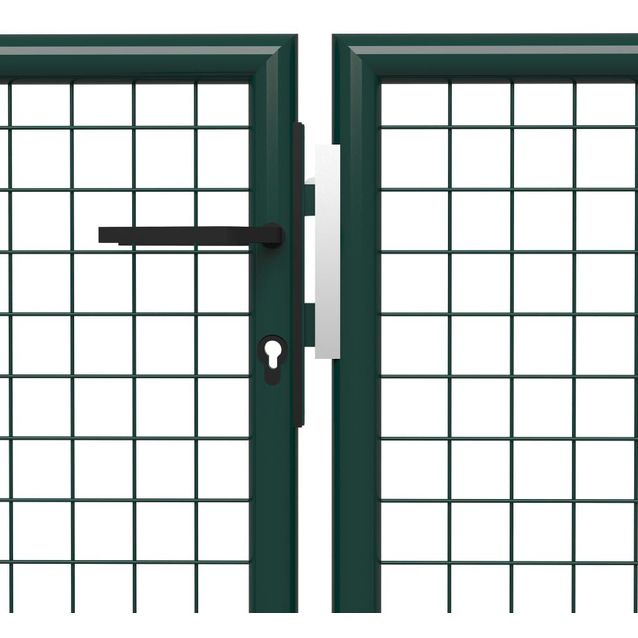 Puutarhaportti käyntiovella, teräs, 400x100cm, vihreä