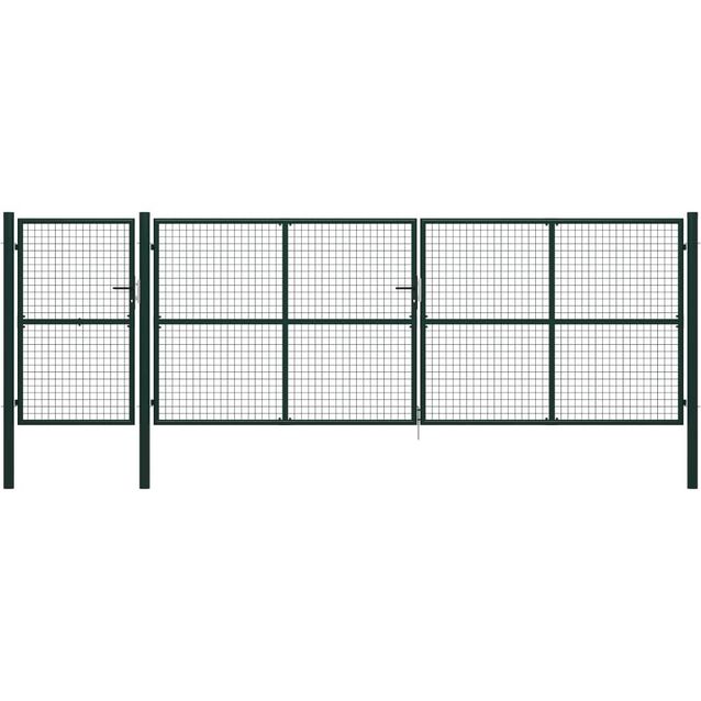 Puutarhaportti, teräs, 500x150cm, vihreä